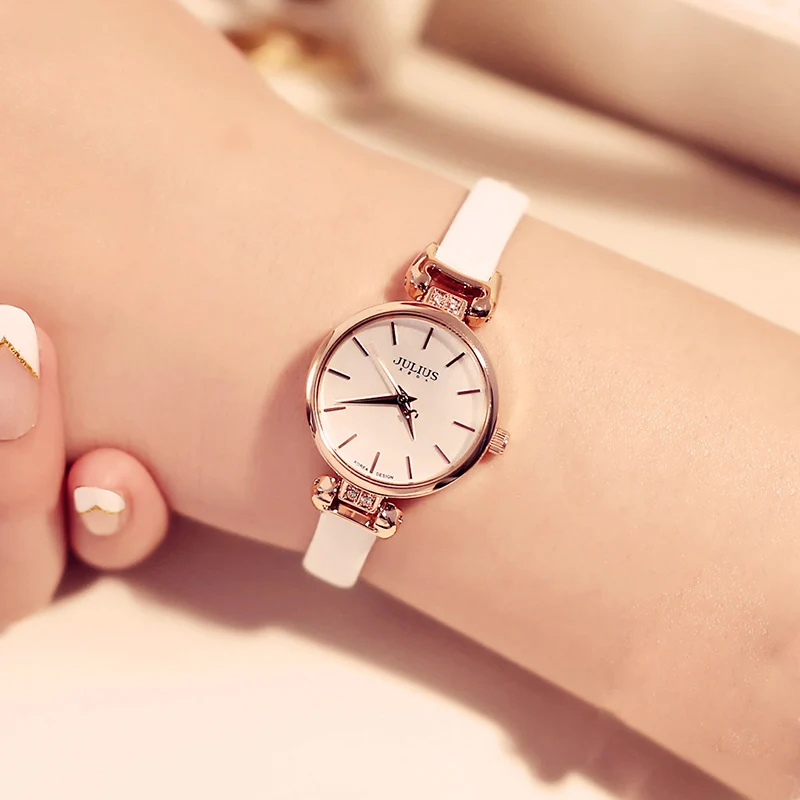 Часы наручные Julius женские кварцевые ретро часы с тонким кожаным ремешком платьем