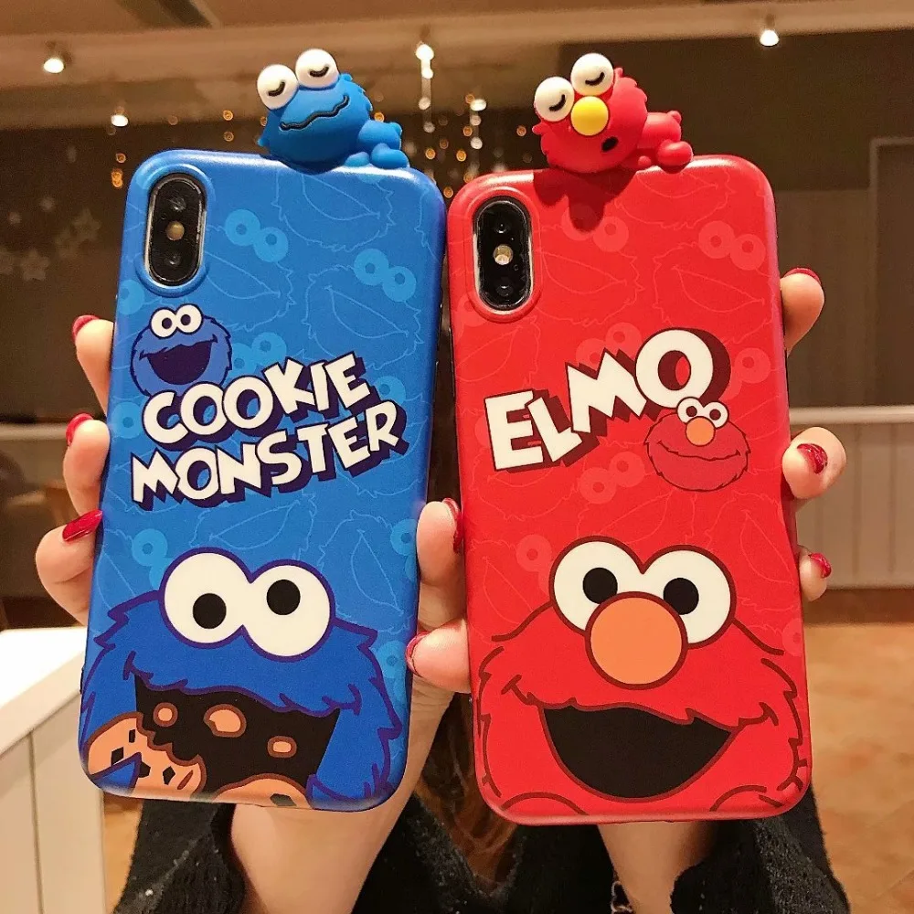 Чехол для iPhone 8 7 Plus 3D чехол Elmo с изображением печенья и монстров 6 6S пара