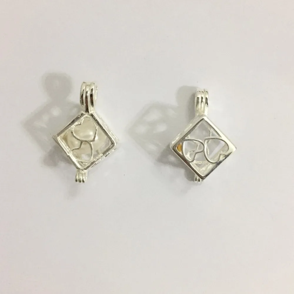 925 стерлингового серебра любовь коробка бусины медальон полые сердца форма