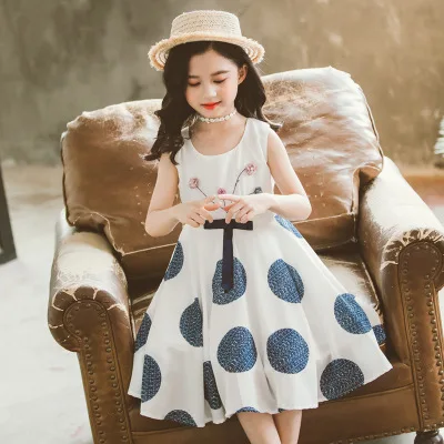 Платье для девочек в горошек летняя детская одежда детей 12 лет повседневная Kinder
