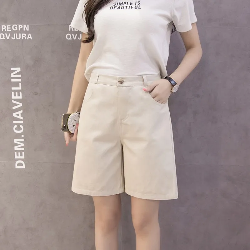 

90% Cotton Summer Women Hot Short Fashion Loose Cotton Wide Leg Shorts Candy Color Casual Shorts Womens Plus Size Bottoms S-3XL