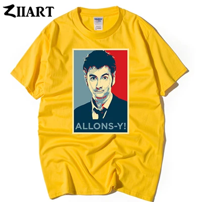YELLOW Одежда для пары «Доктор Кто Давид»; tennant allons-y; Мужская футболка с короткими рукавами и круглым вырезом для мальчиков - Цвет: YELLOW