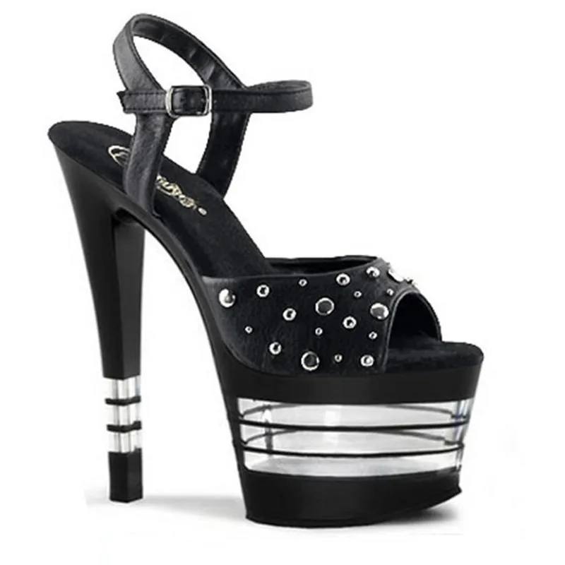 17-20 cm fashion rivet super star shoes, 8 inch heels, summer sandals striped crystal Sandals