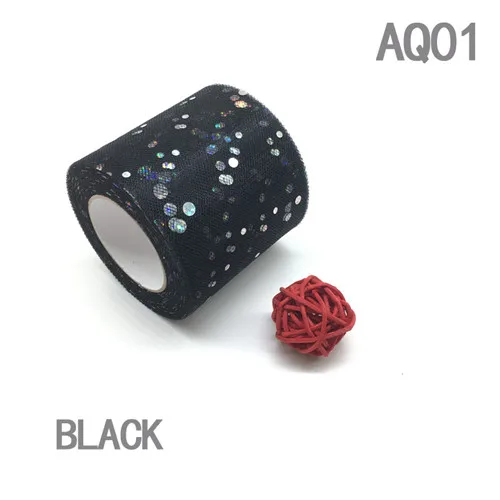 AQ01 BLACK Блестящая блестящая Тюлевая рулон 25 ярдов ширина 6,5 см катушка пачка Свадебная отделка органзы лазерные поделки товары для дня рождения - Цвет: AQ01 BLACK