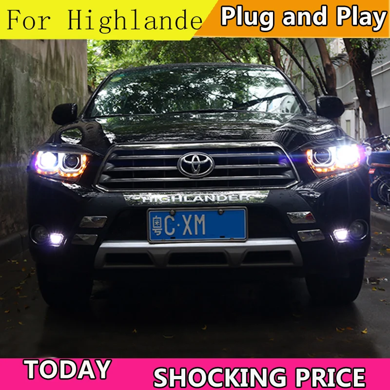 Автомобильный Стайлинг чехол для фары Toyota Highlander 2009-2011 светодиодный ные U Angel Eyes DRL