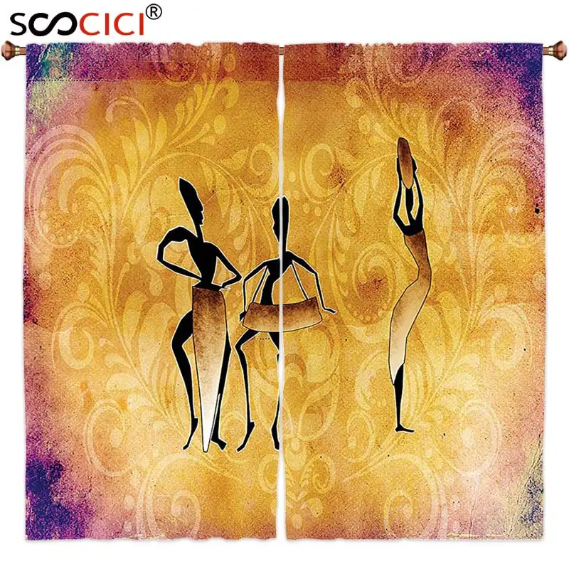 Шторы на окна 2 панели африканские украшения танцевальное сообщество для родных