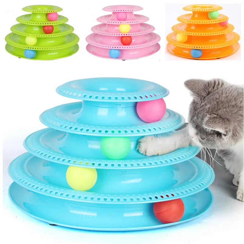 Игрушки для кошек поворотные Мячи 4 слоя башня котята развлекательный диск