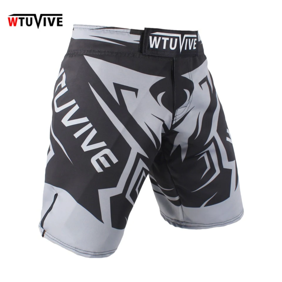 

SUOTF Men's gray sharp combat sports breathable fitness boxing shorts Tiger Muay Thai boxing clothing mma shorts short mma