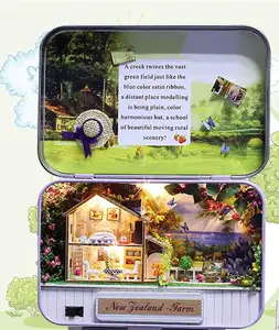 Миниатюрный жестяной кукольный домик с мебелью, набор для кукольного домика сделай сам, игрушка для детского подарка, милая Миниатюрная модель Новой Зеландии в коробке