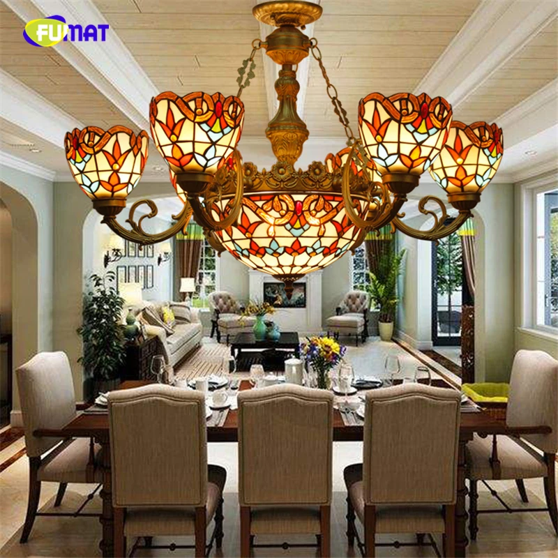 Стеклянный абажур FUMAT в стиле барокко люстры с витражом Тиффани лампы для