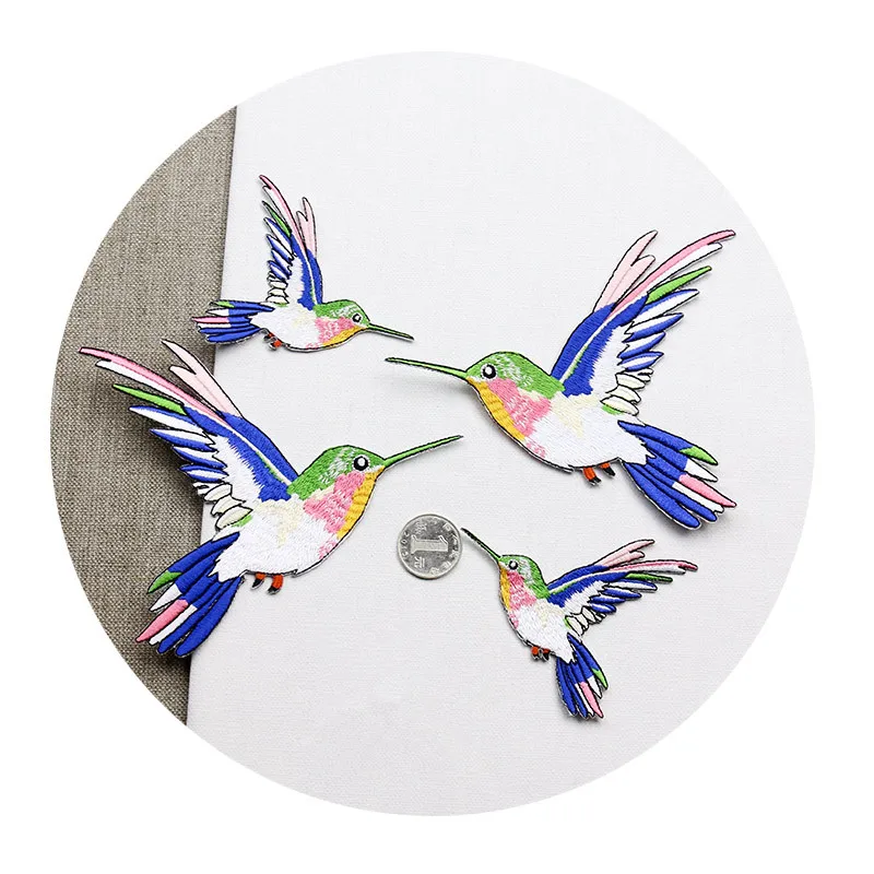 Нашивки с колибри для утюга одежды аппликация вышивкой в виде птицы сделай сам