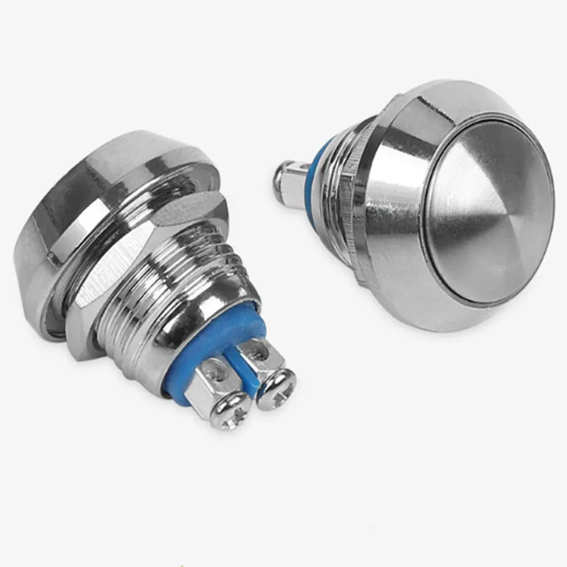 

12mm domed Momentary 1NO Zinc-aluminum Alloy Button Metal Push Button Switch waterproof press button reset self-locking switch