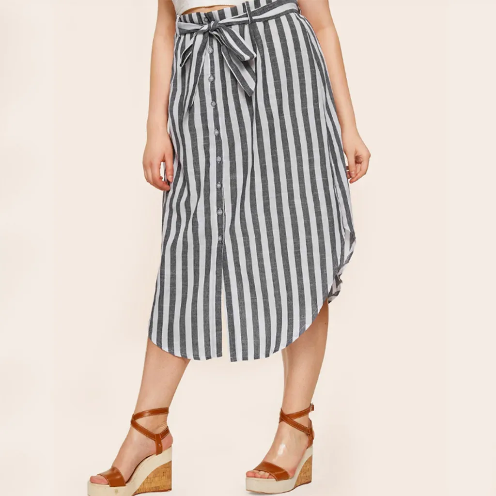 Летняя женская юбка с завышенной талией и пуговицами облегающая Свободная макси