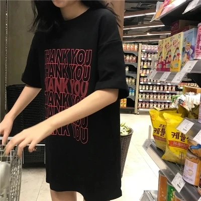 Black Стильная летняя футболка большого размера с коротким рукавом женские повседневные футболки с надписями harajuku панк Рок Женская свободная футболка Young E = MC2 - Цвет: Black