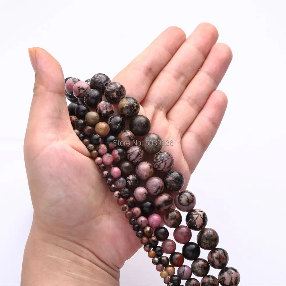 Wholesale Black Line Rhodonite Natural Stone Loose Spacer Beads for Jewelry Making Necklace Bracelet DIY 4-12mm | Украшения и