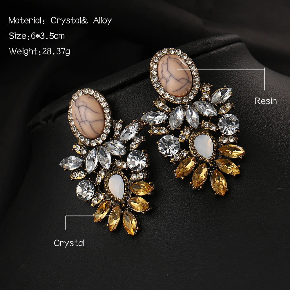 Женские серьги гвоздики с крупными кристаллами IF ME золотого цвета в форме капель