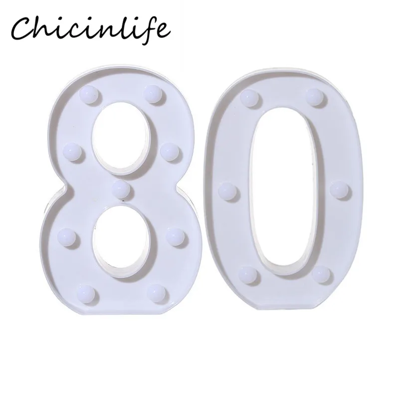 80 Chicinlife 2 шт. 30/40/50/60/70/80 цифры светодиодный Ночной светильник лампа с днем рождения знак Юбилей стоящий, подвесной вечерние украшения - Цвет: 80