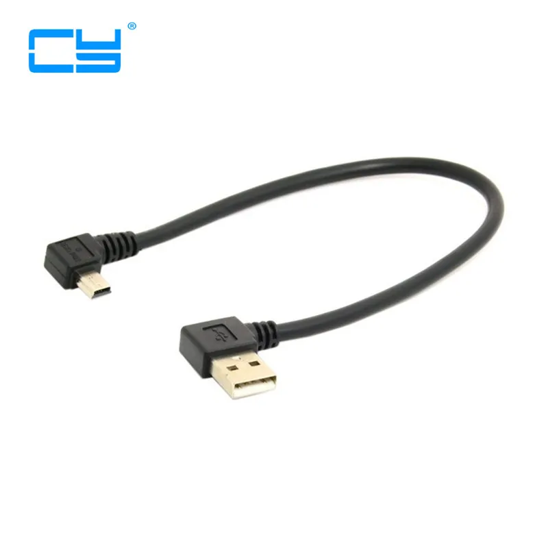

2 шт. мини USB 5Pin 90 градусов правый угловой штырь влево USB 2,0 Мужской кабель для зарядки данных 20 см