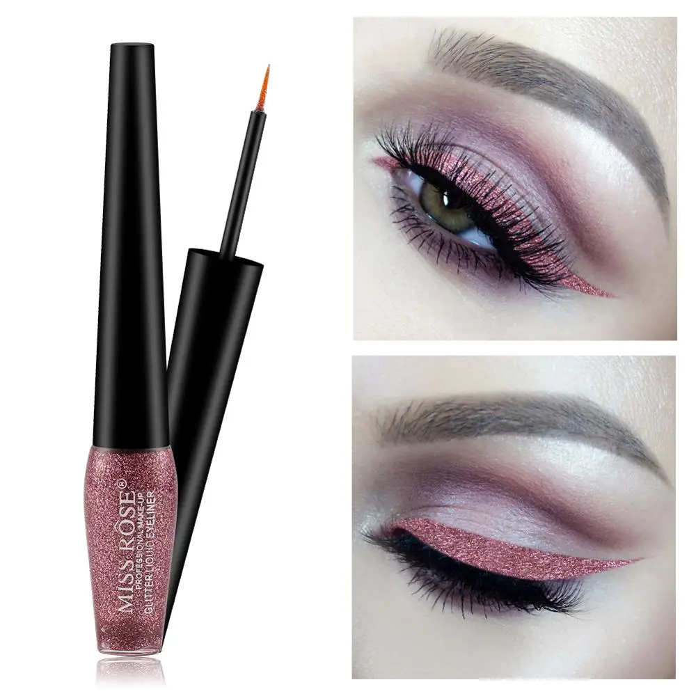 Блестящая подводка для глаз Miss Rose gold водостойкая 9 цветов белая серебристая
