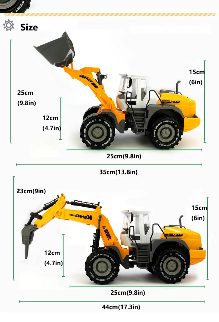 Infant Shining Engineering Cars 1:22 Excavator Model Toys Plastic Construction Vehicle for Children Boys Gift Toy