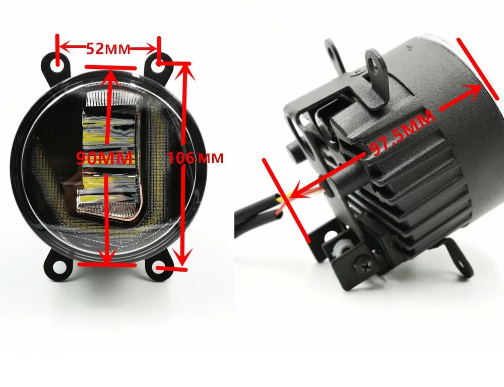 3-IN-1 Functions Auto LED DRL Daytime Running Light Car Projector Fog Lamp with yellow signal For Mitsubishi ASX 2011-2018 | Автомобили и