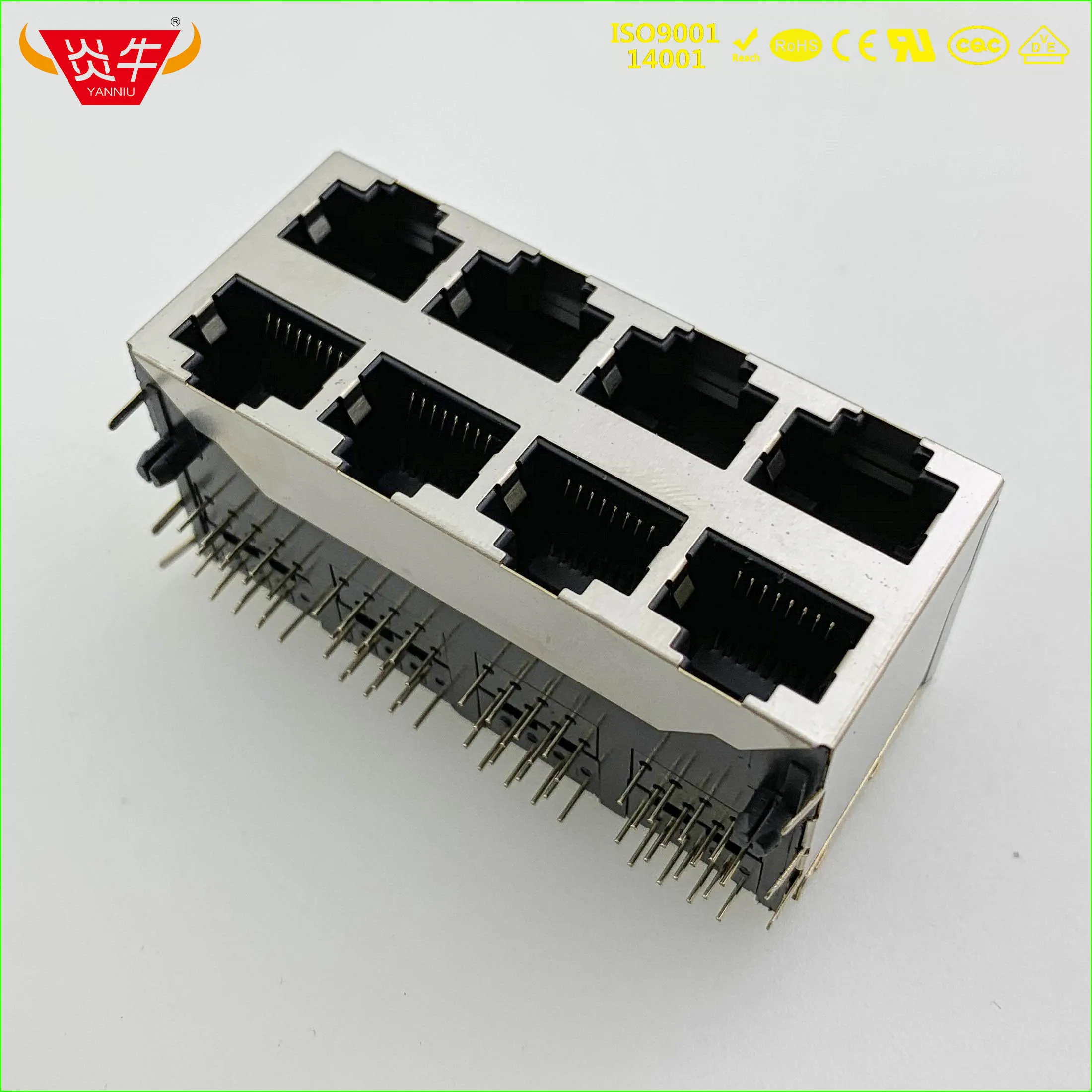 

Прямоугольная Сетевая розетка RJ45 2*4 8P8C, два ряда, 4 отверстия, кабель с интерфейсом, хрустальное головное сиденье с защитной медной оболочкой