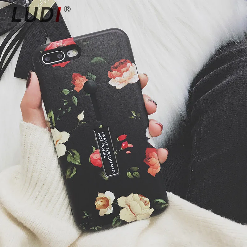 Чехол для телефона LUDI в стиле ретро с розами iphone 7 6 6s plus жесткая задняя мягкая