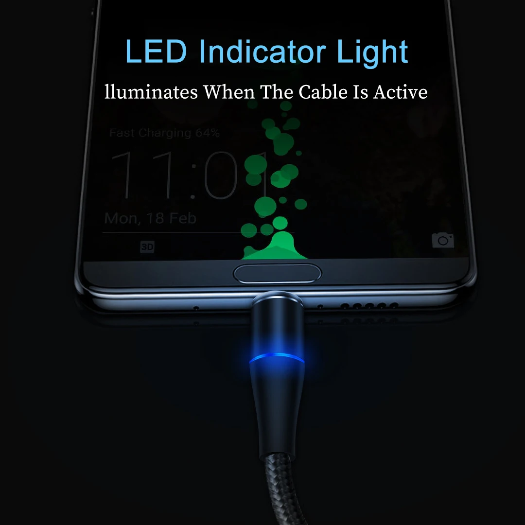 Магнитный USB кабель Micro usb type C для iPhone 7 3A кабели быстрой зарядки для Xiaomi MI9 8 Android Phone QC 3,0 провод зарядного устройства