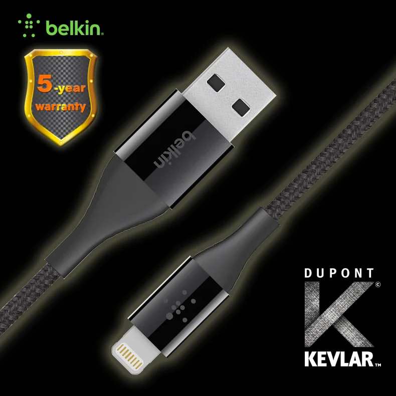 Belkin MIXIT Duratek Kevlar кабель Lightning/USB по MFi Сертифицированный синхронизации зарядки 2.4A