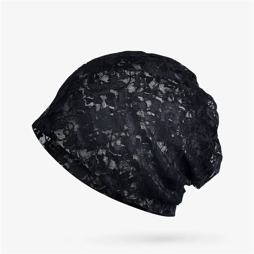 Весенне летние женские шапки Skullie тонкая элегантная кружевная шапочка тюрбан