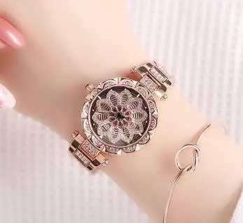 Steel Pink Модные Guou Топ Бренд Скелет женские кварцевые часы сердце вращающийся лицо водонепроницаемые женские кожаные Стальные наручные часы - Цвет: Steel Pink