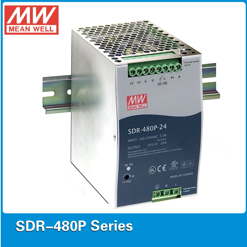

Оригинал MEAN WELL SDR-480P-48 выход 480 Вт 10A 48 В Промышленный источник питания на DIN-рейке SDR-480P с PFC и параллельной функцией