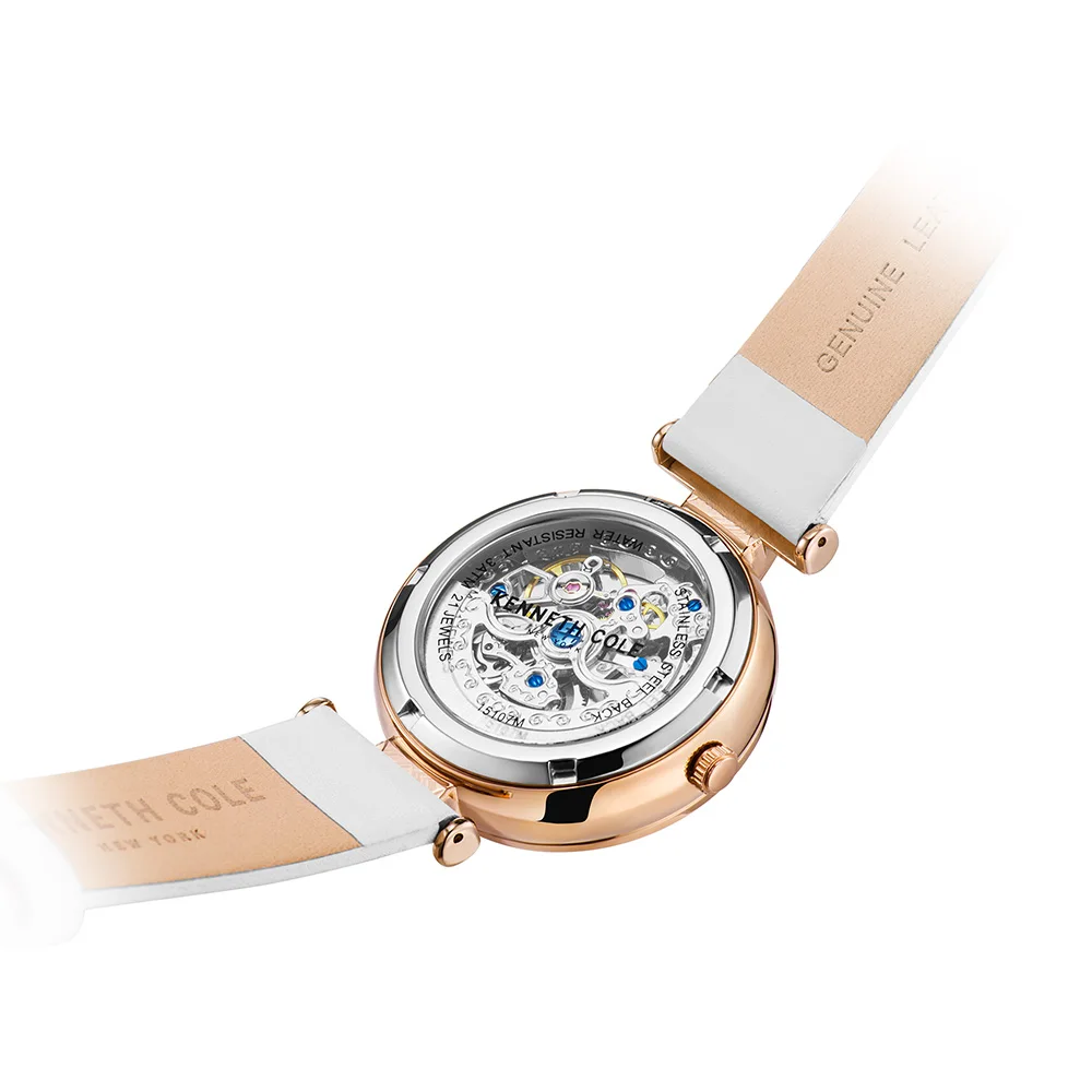 Kenneth Cole оригинальные женские часы автоматические механические Женские часы KC15107001 с кожаным ремешком цвета хаки белые роскошные Брендовые Часы