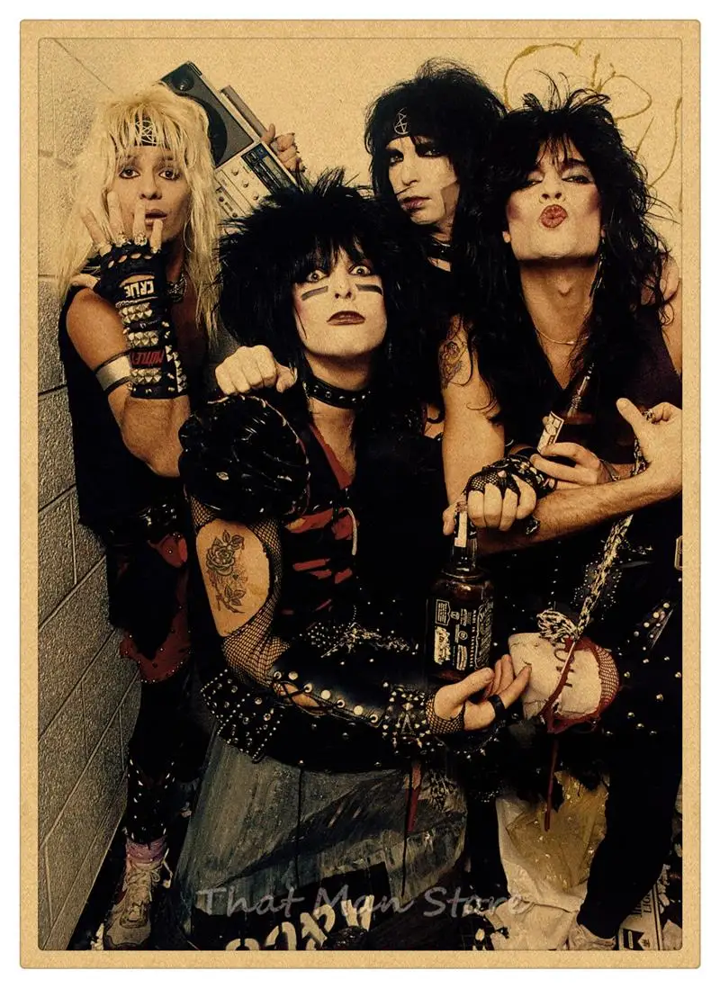 Motley Crue винтажная Ретро рок-группа музыкальная гитара матовая крафт-бумага античный плакат Настенная Наклейка домашний декор 42*30 см