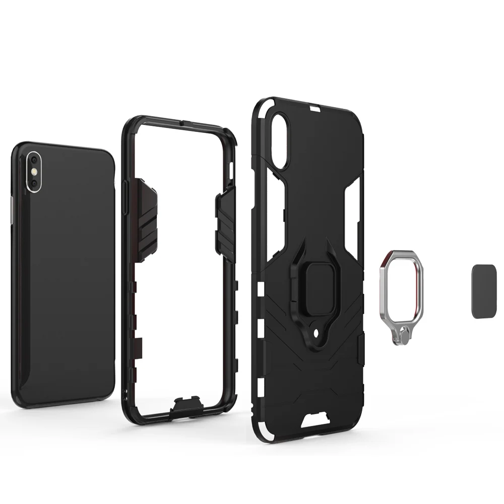 2 в 1 ударопрочный защитный чехол с магнитным кольцом и подставкой для iPhone XS Max (6 5