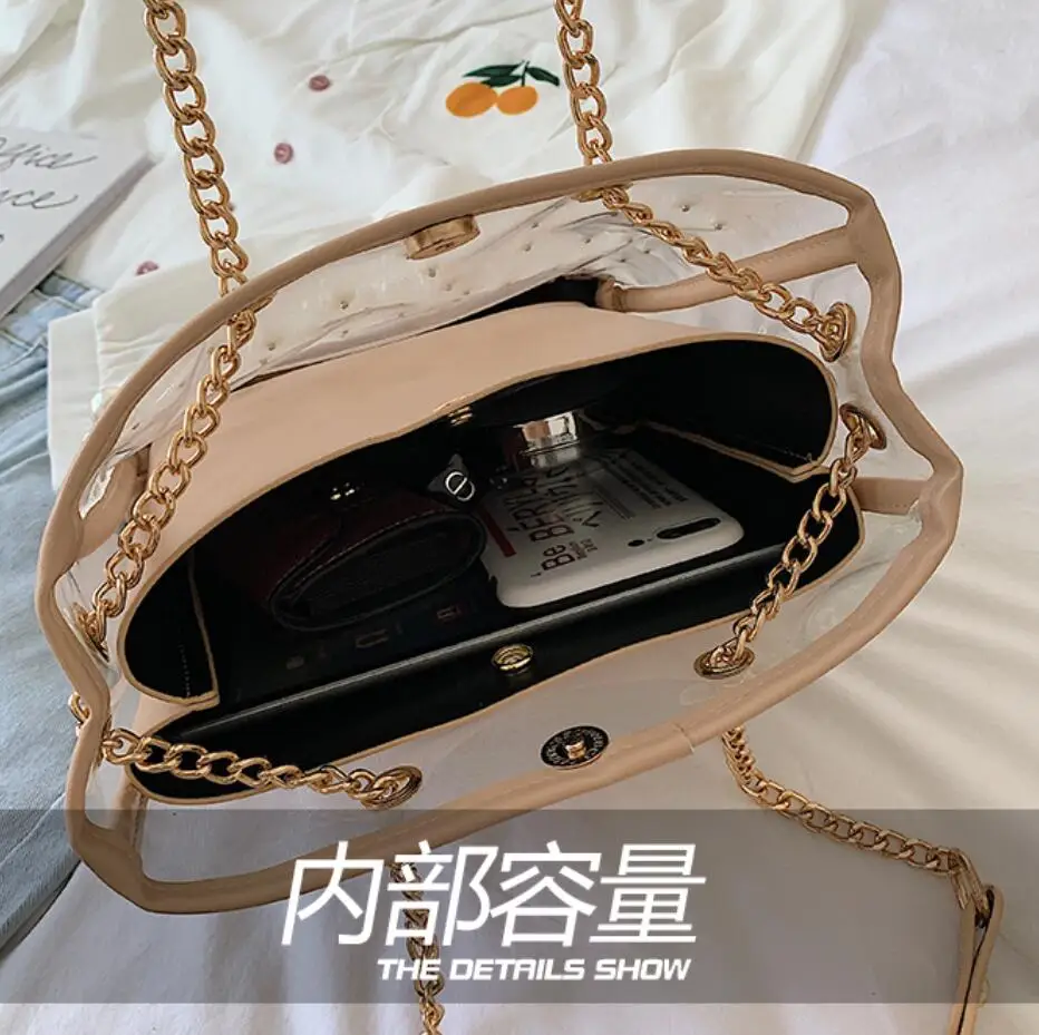 Летняя дорожная прозрачная сумка элегантная женская большая жемчужина Сумка 2019