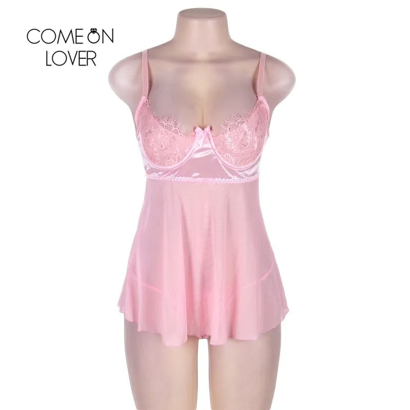 Comeonlover сексуальная ночная сорочка милая розовая рубашка нижнее белье одежда с