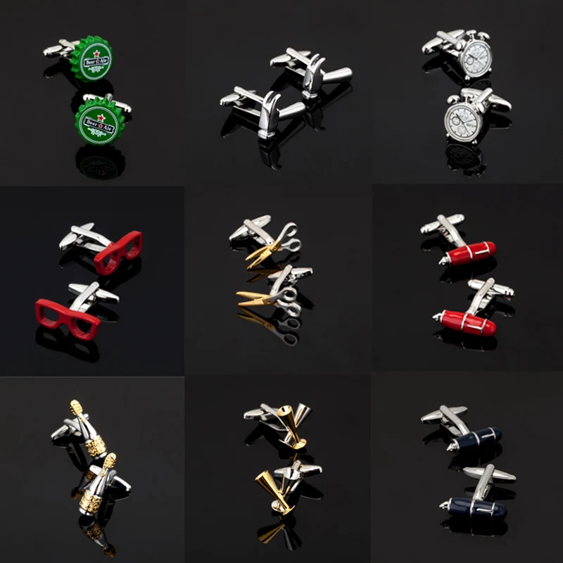 

Высокое качество Мужские Бизнес Запонки повседневные инструменты модельные запонки/ручка/бутылка/очки/Будильник/аксессуары для одежды