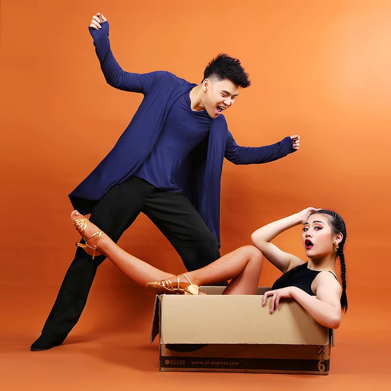

Fashion Latin Dance Top Men Loose Ballroom Dancing Practice Dancewear Tango Cha Cha Standard Dance Tops Accept Customized DC1169