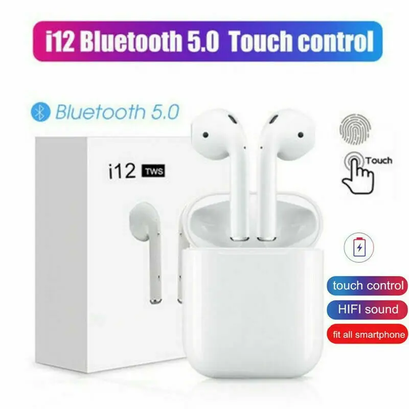Новинка i12 tws Беспроводные Bluetooth 5,0 наушники TWS i12 наушники с сенсорным управлением i 12 tws HiFi звуковые наушники для всех смартфонов