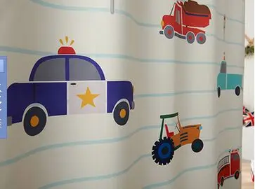 Современные детские тканевые затемняющие занавески с принтом автомобиля