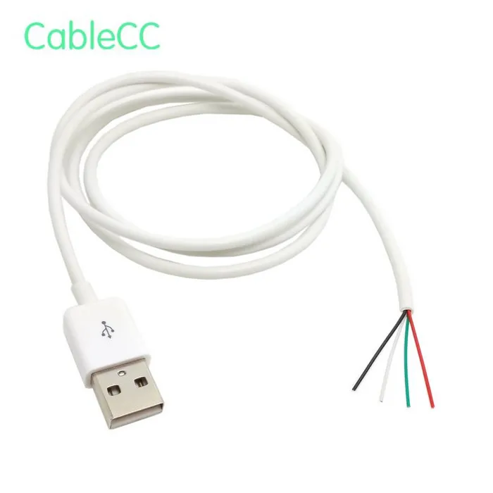 USB 2 0 A Тип Папа 4 провода открытый кабель с оплёткой щит для DIY OEM Белый 70