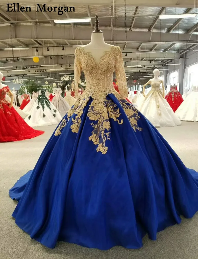 Королевские синие атласные вечерние свадебные платья 2019 Vestido De Noiva с длинными