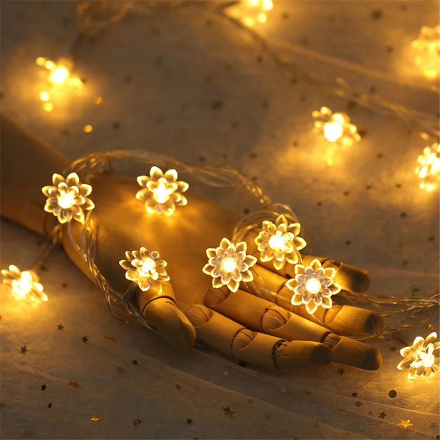 Светодиодная гирлянсветильник в виде лотоса декоративные рождественские