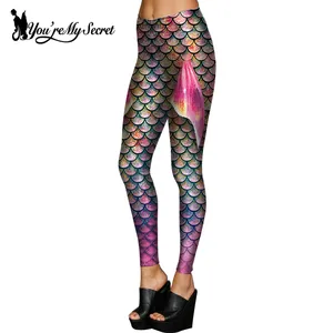 Женские Бесшовные Леггинсы You Are My Secret, летние леггинсы с разноцветными рыбьими весами для фитнеса, имитация русалки