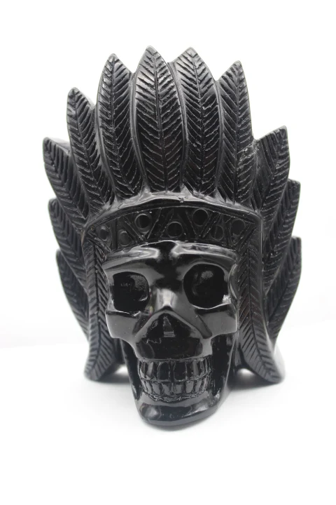 459 г природный обсидиан резной кристалл кварца череп Рейки Исцеление | Дом и сад