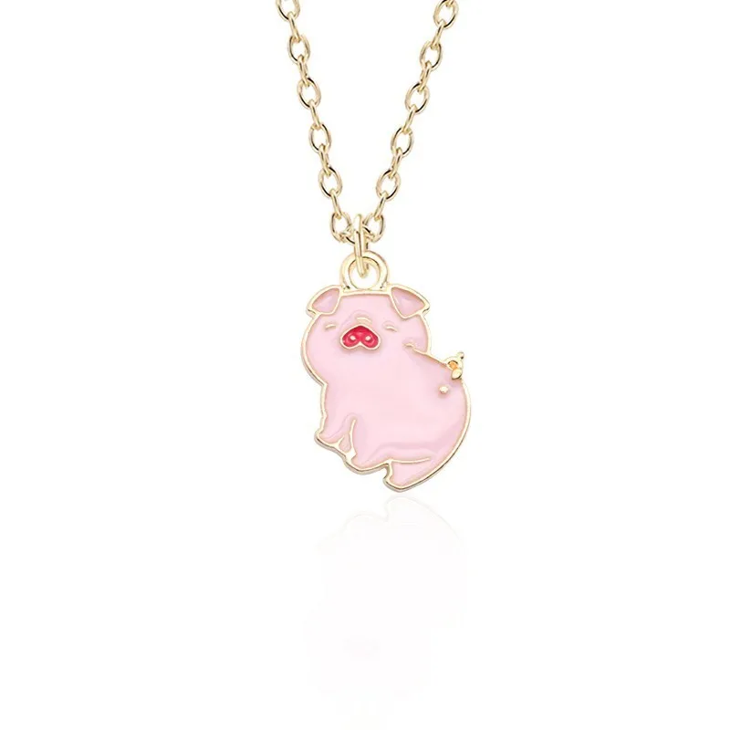 E Мода симпатичное ожерелье для Для женщин Kawaii японский капельного подвески из сплава с мультипликационным принтом в виде зверушки(кролик), с рисунком кота и цветочным принтом облака солнце с пандой и Свинкой Dag «Щенячий патруль» - Окраска металла: E