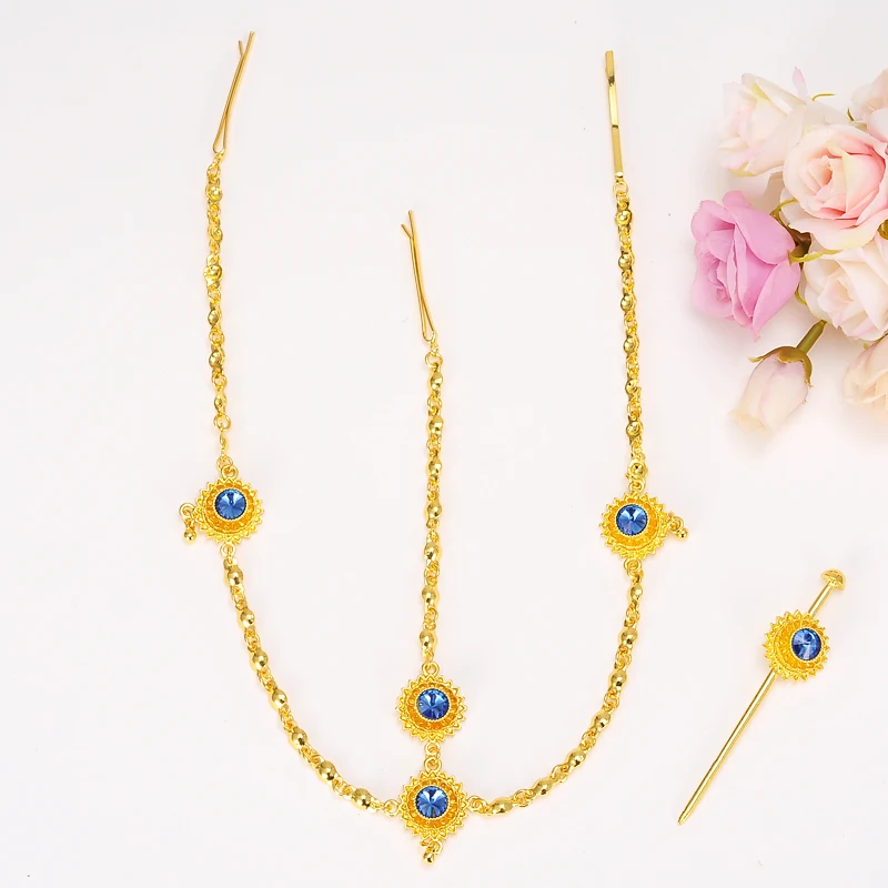 Ethiopian Jewelry set Gold Hair Pice/Pendant Chain/Earing/Ring/Hair pin/Bracelet Eritrea Africa Habesha Wedding item | Украшения и