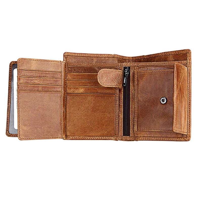 Men's Wallet Anti-theft Brush Anti-RFID Cow Leather Multi-function Vertical Purse | Багаж и сумки