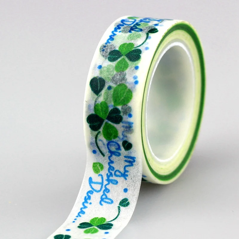 

2PCS/lot 1.5cm*10m/roll Clover Plant Leaf washi tape DIY decoration scrapbooking Planner masking tape adhesive kawaii stationery
